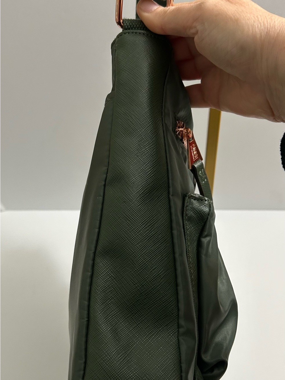 Aimee Kestenberg - Tyler Nylon Olive Green Crossbody with Rose Gold Hardware - Picture 6 of 13